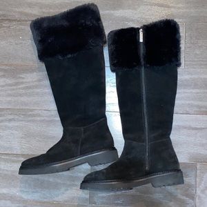 Aquatalia Magnolia Faux Fur Lined Suede Knee High Boot